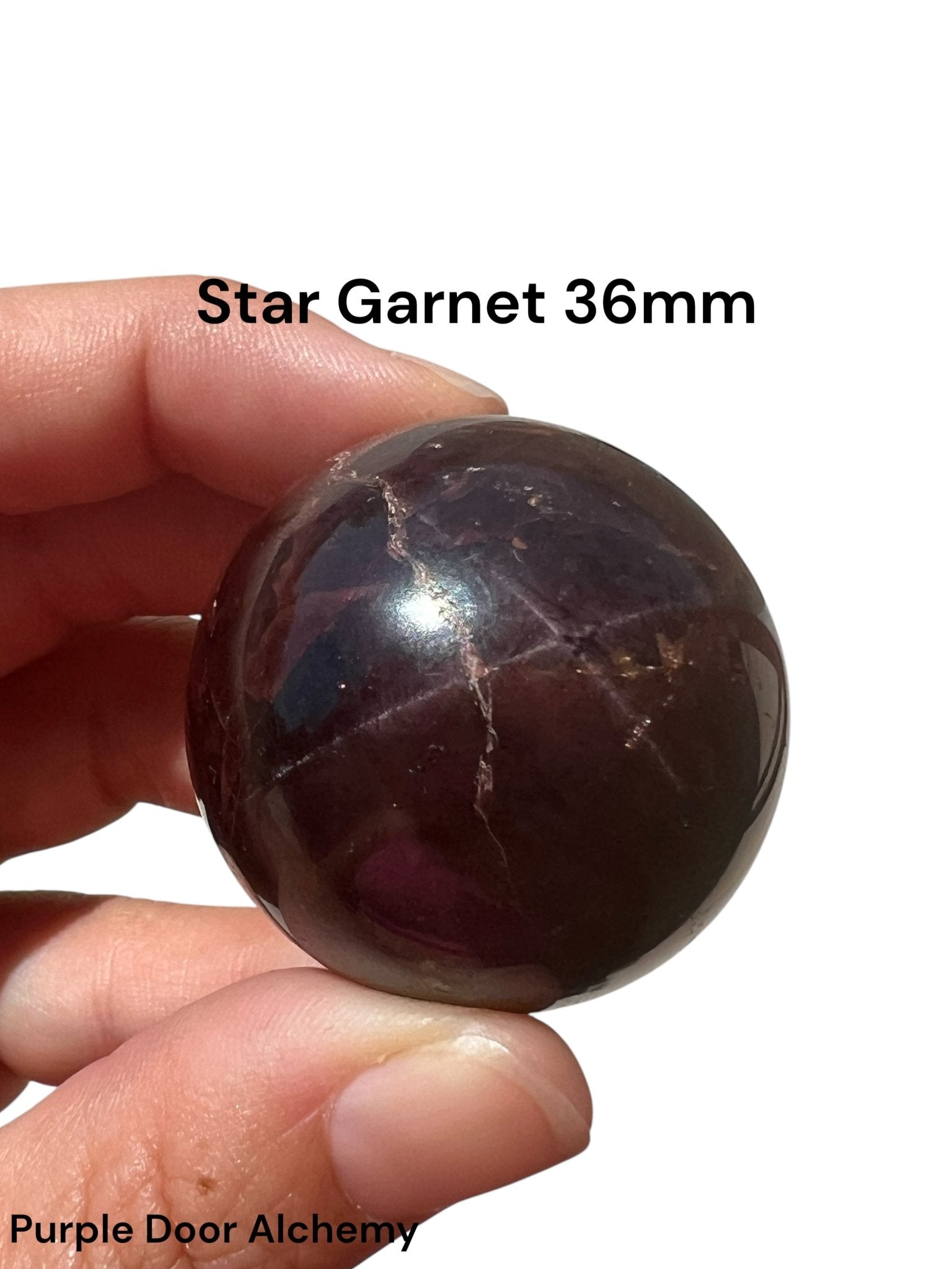 Star Garnet Sphere 36mm, 1.42 in - Purple Door Alchemy