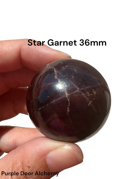 Star Garnet Sphere 36mm, 1.42 in - Purple Door Alchemy