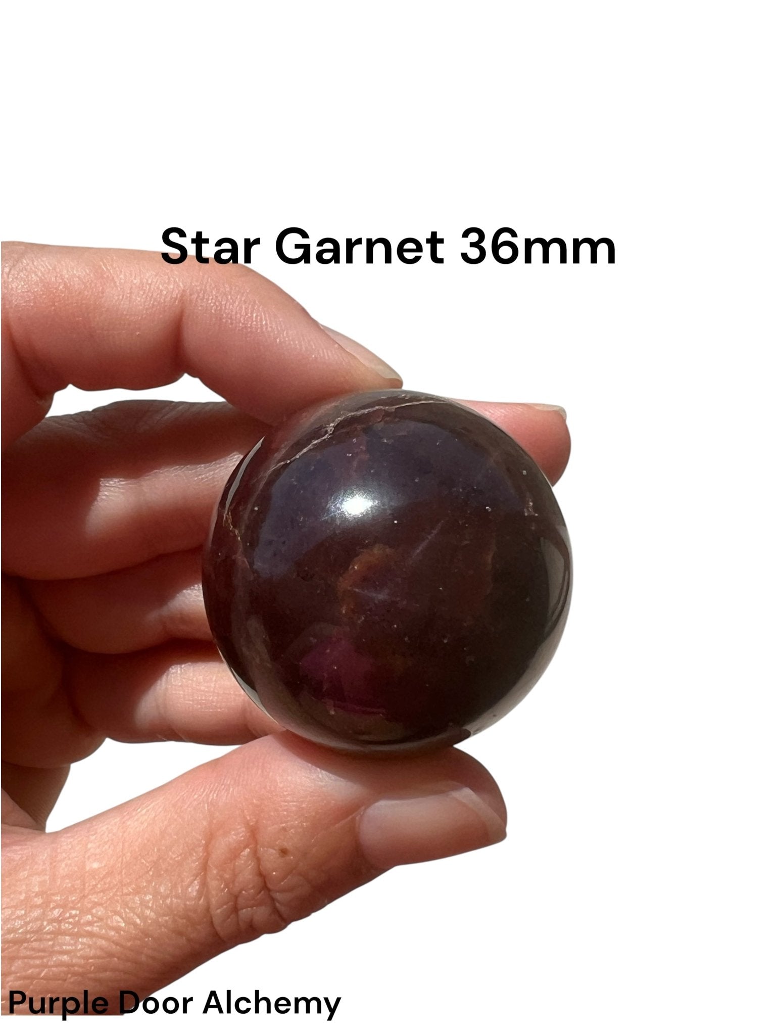 Star Garnet Sphere 36mm, 1.42 in - Purple Door Alchemy