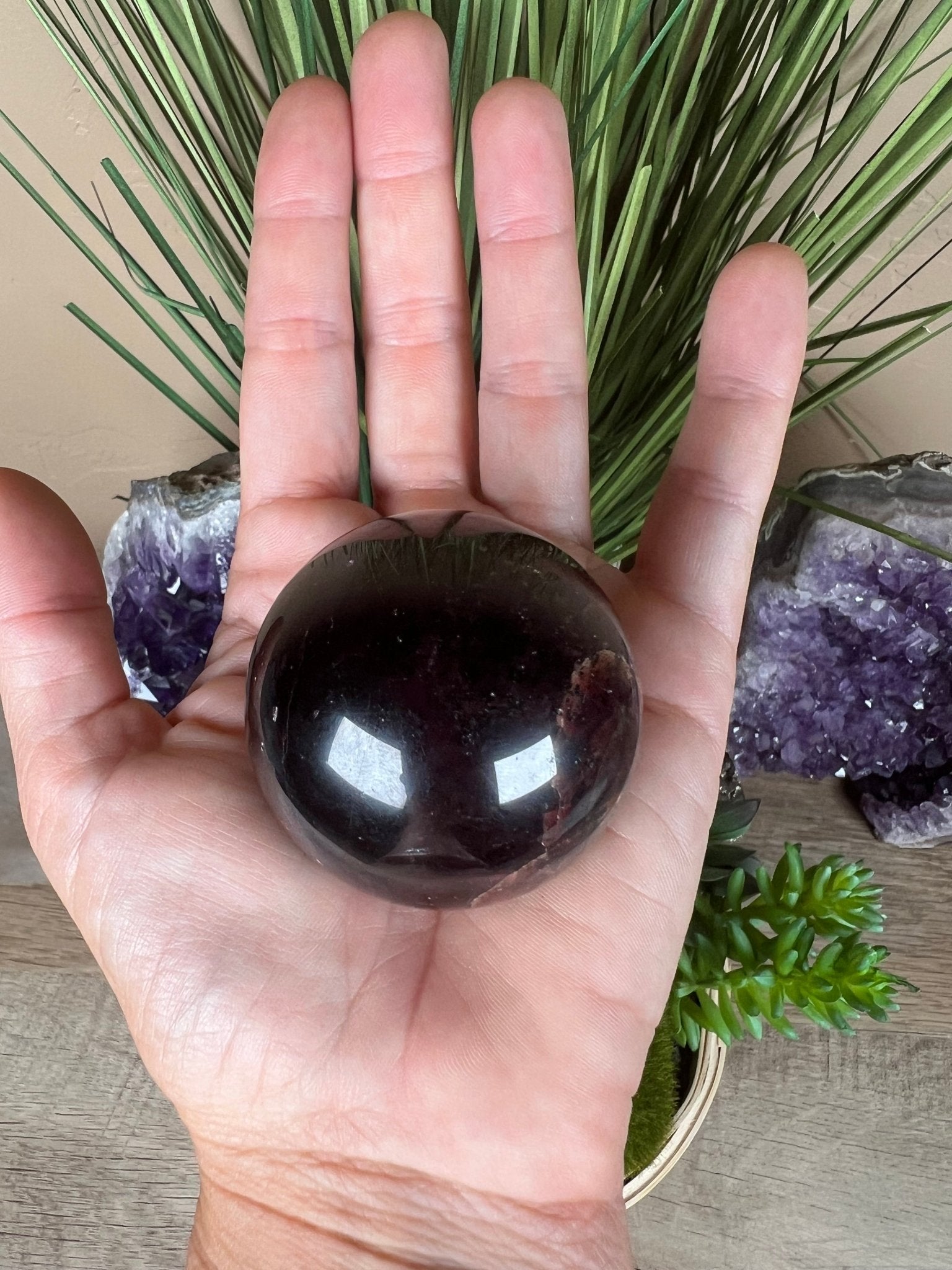 Star Garnet Sphere 48mm, 1.9 in - Purple Door Alchemy