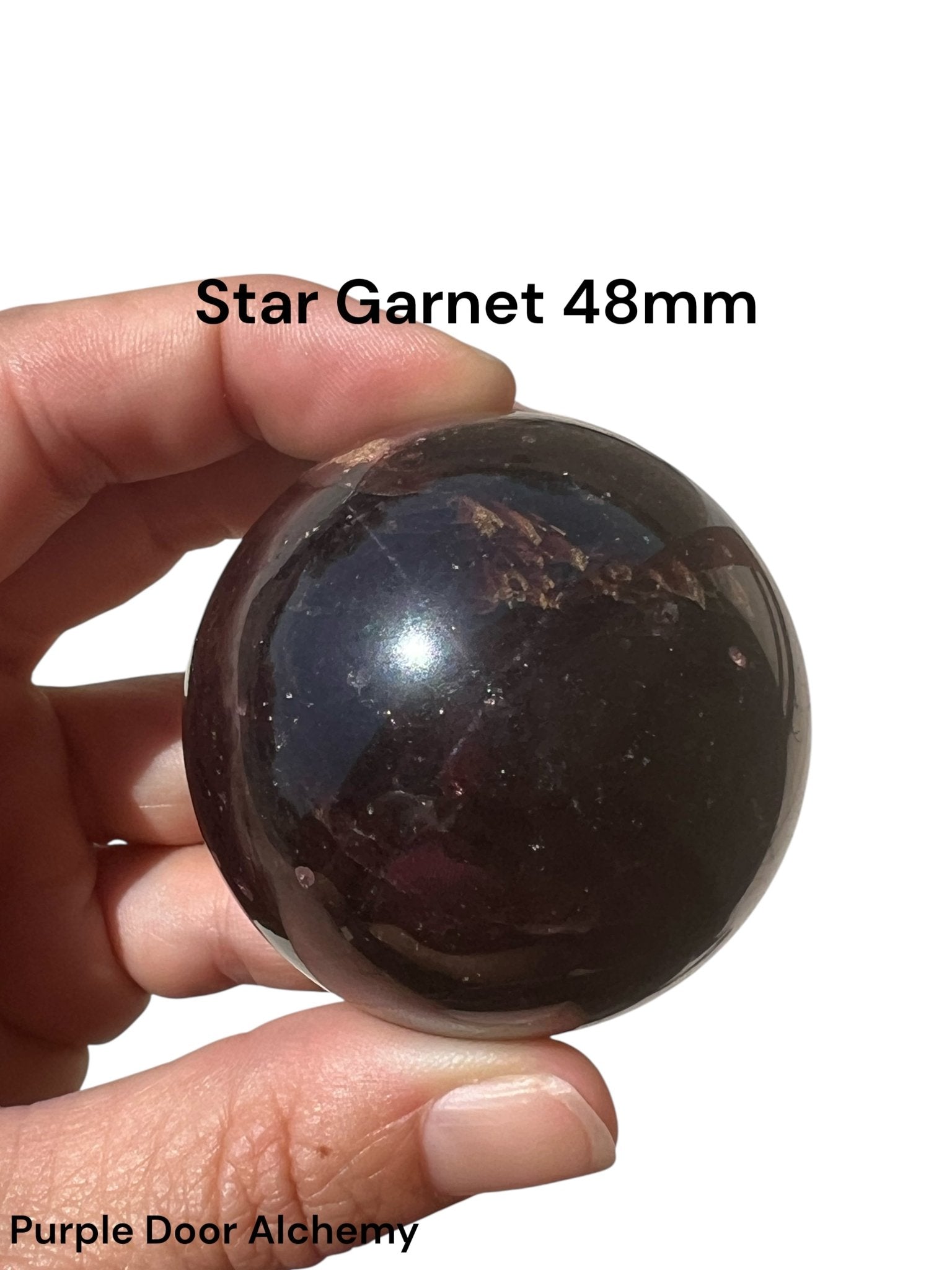 Star Garnet Sphere 48mm, 1.9 in - Purple Door Alchemy