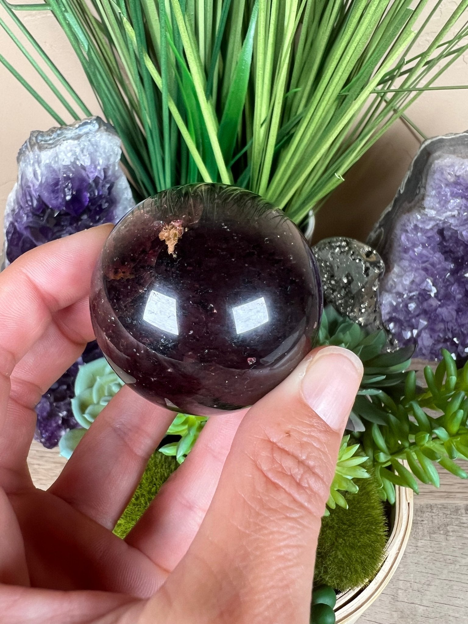 Star Garnet Sphere 48mm, 1.9 in - Purple Door Alchemy