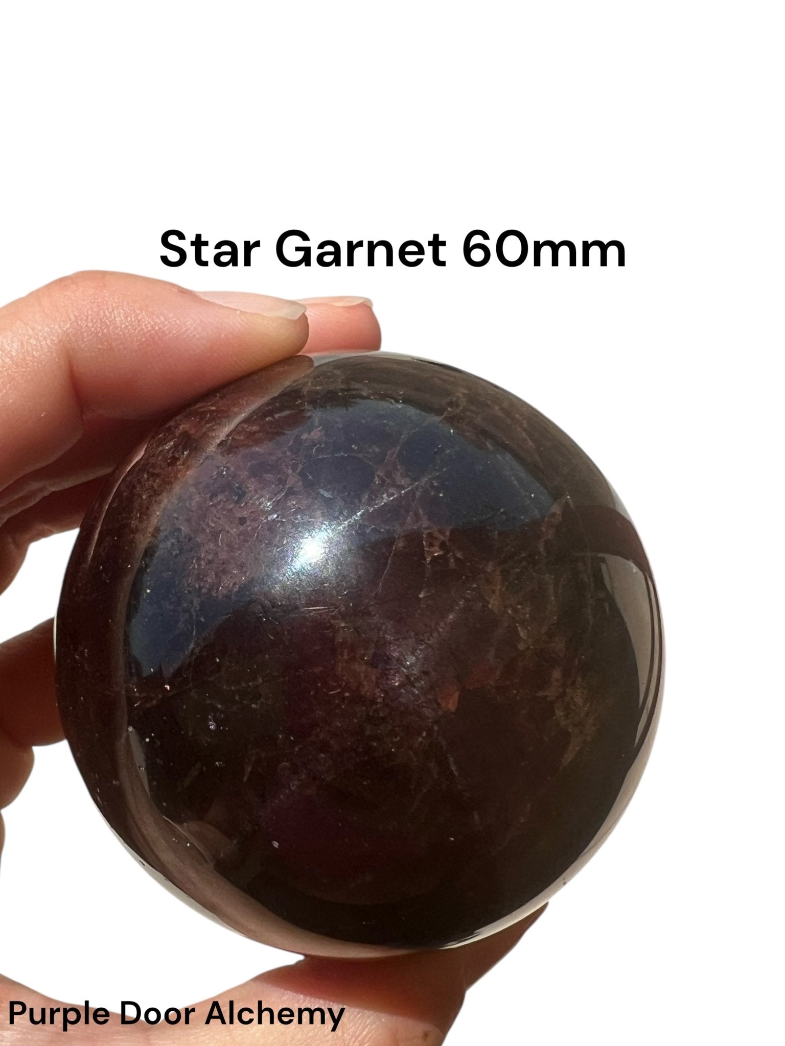 Star Garnet Sphere 60mm, 2.36 in - Purple Door Alchemy