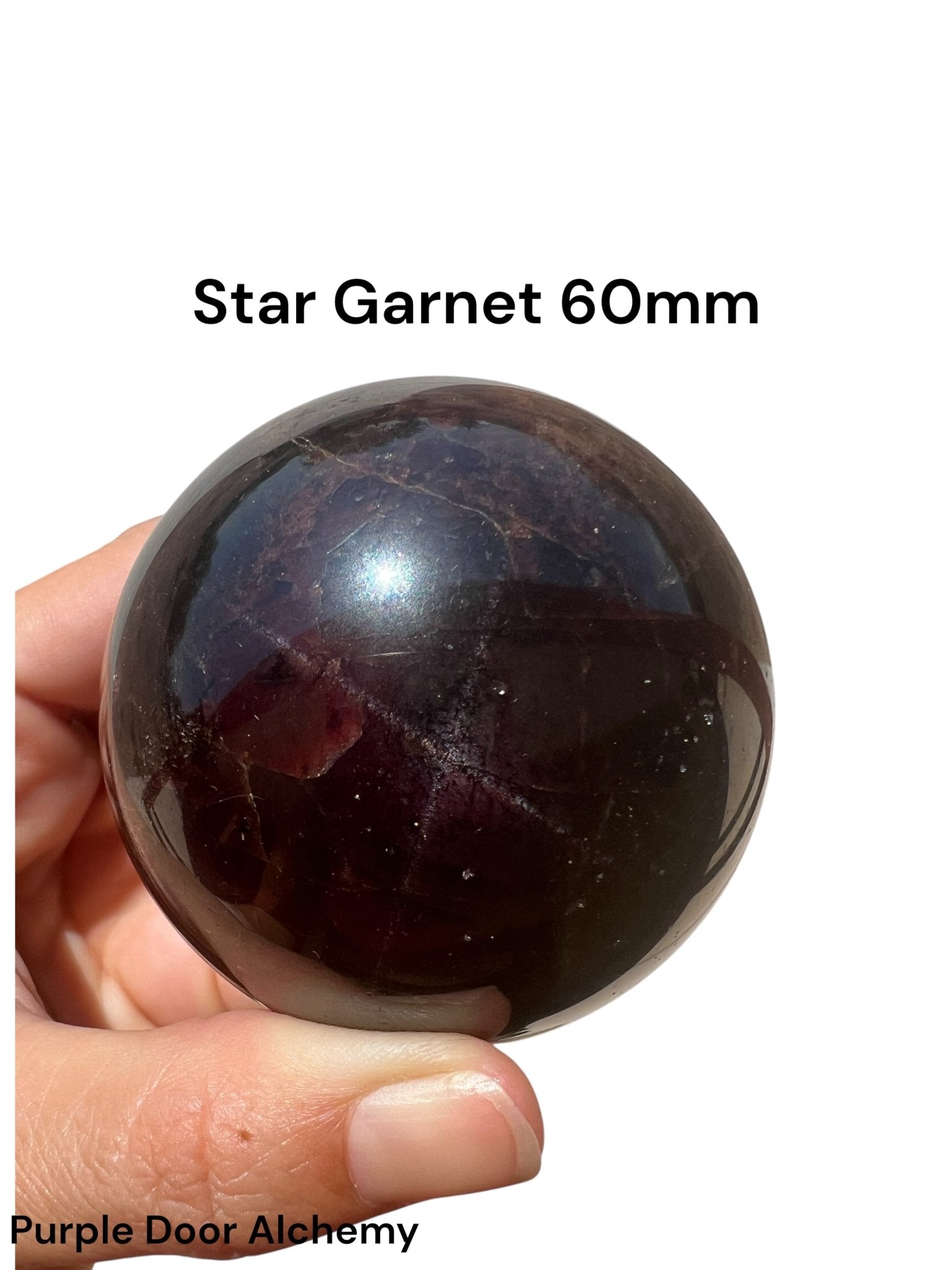 Star Garnet Sphere 60mm, 2.36 in - Purple Door Alchemy