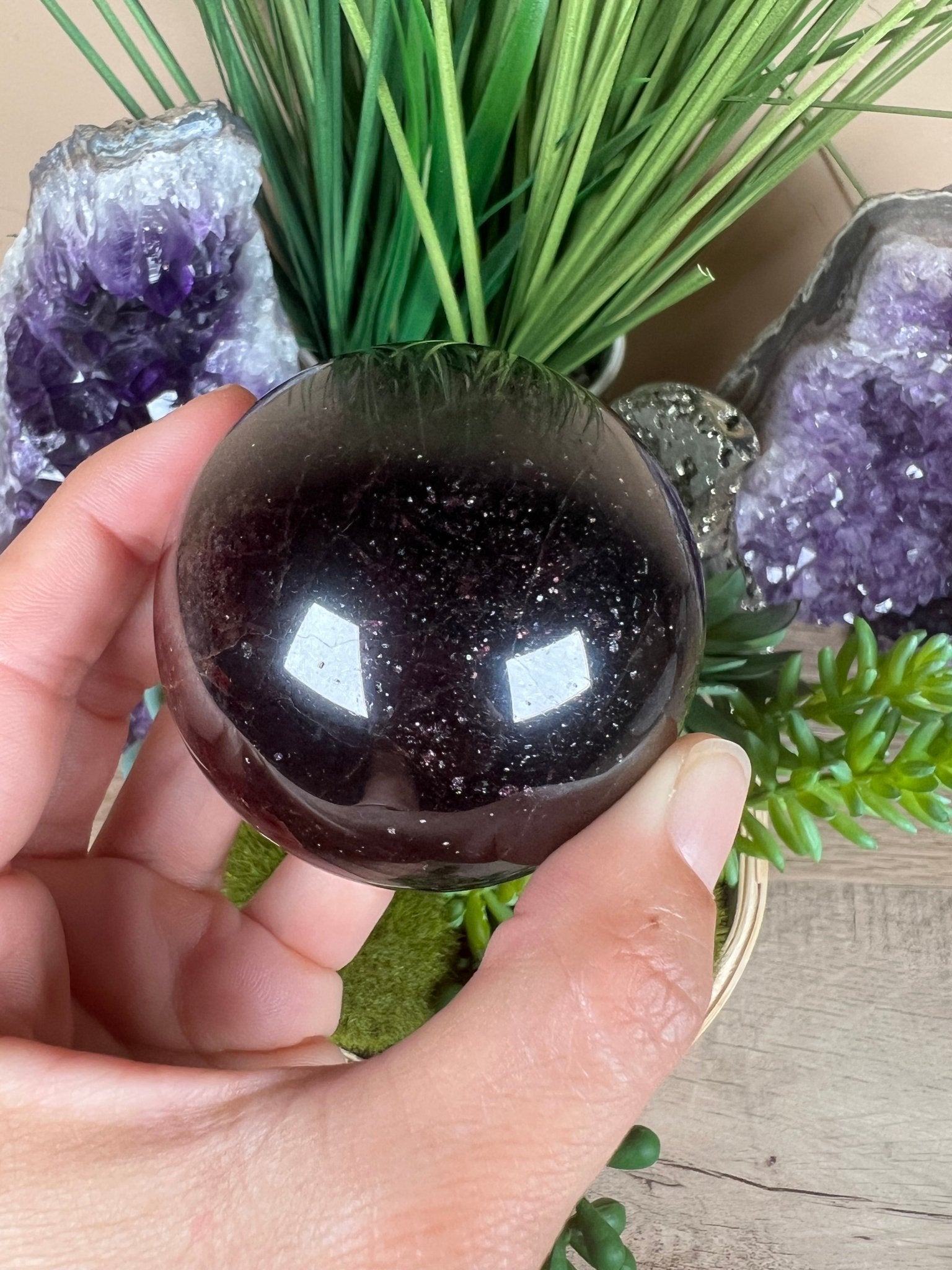 Star Garnet Sphere 60mm, 2.36 in - Purple Door Alchemy