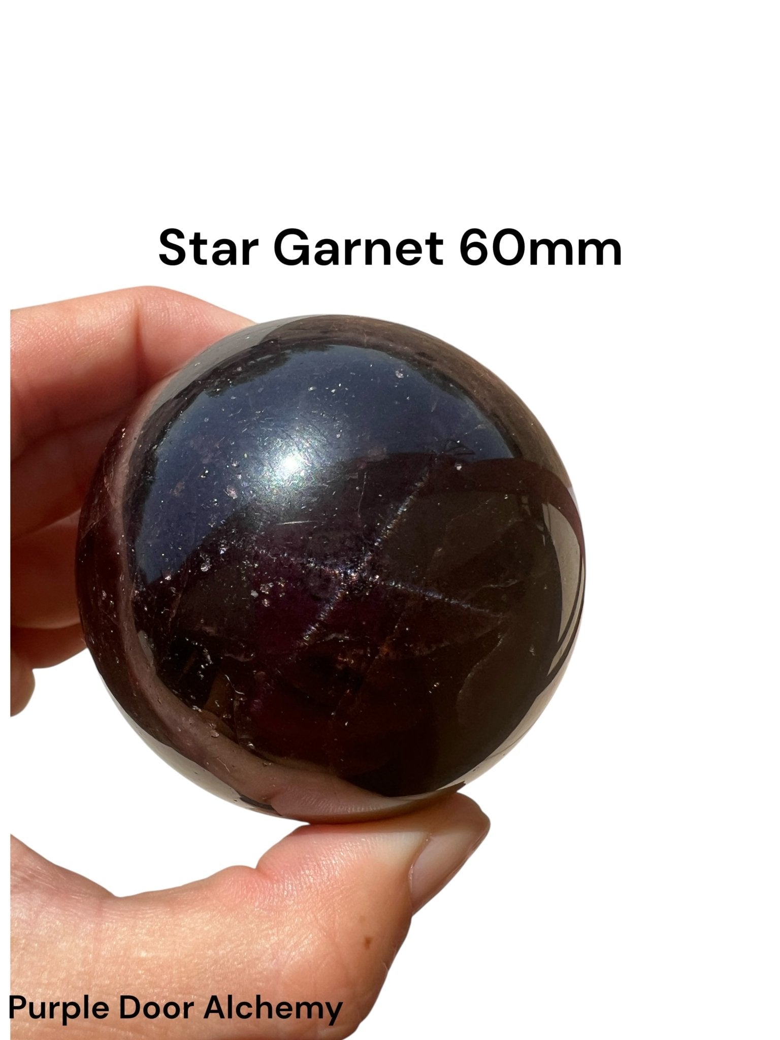 Star Garnet Sphere 60mm, 2.36 in - Purple Door Alchemy