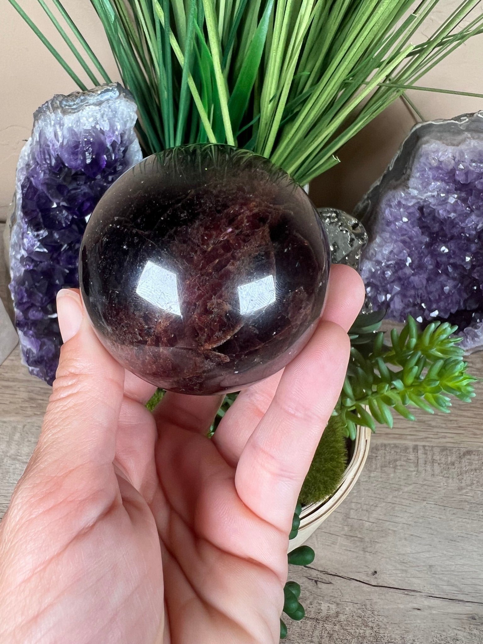 Star Garnet Sphere 60mm, 2.36 in - Purple Door Alchemy