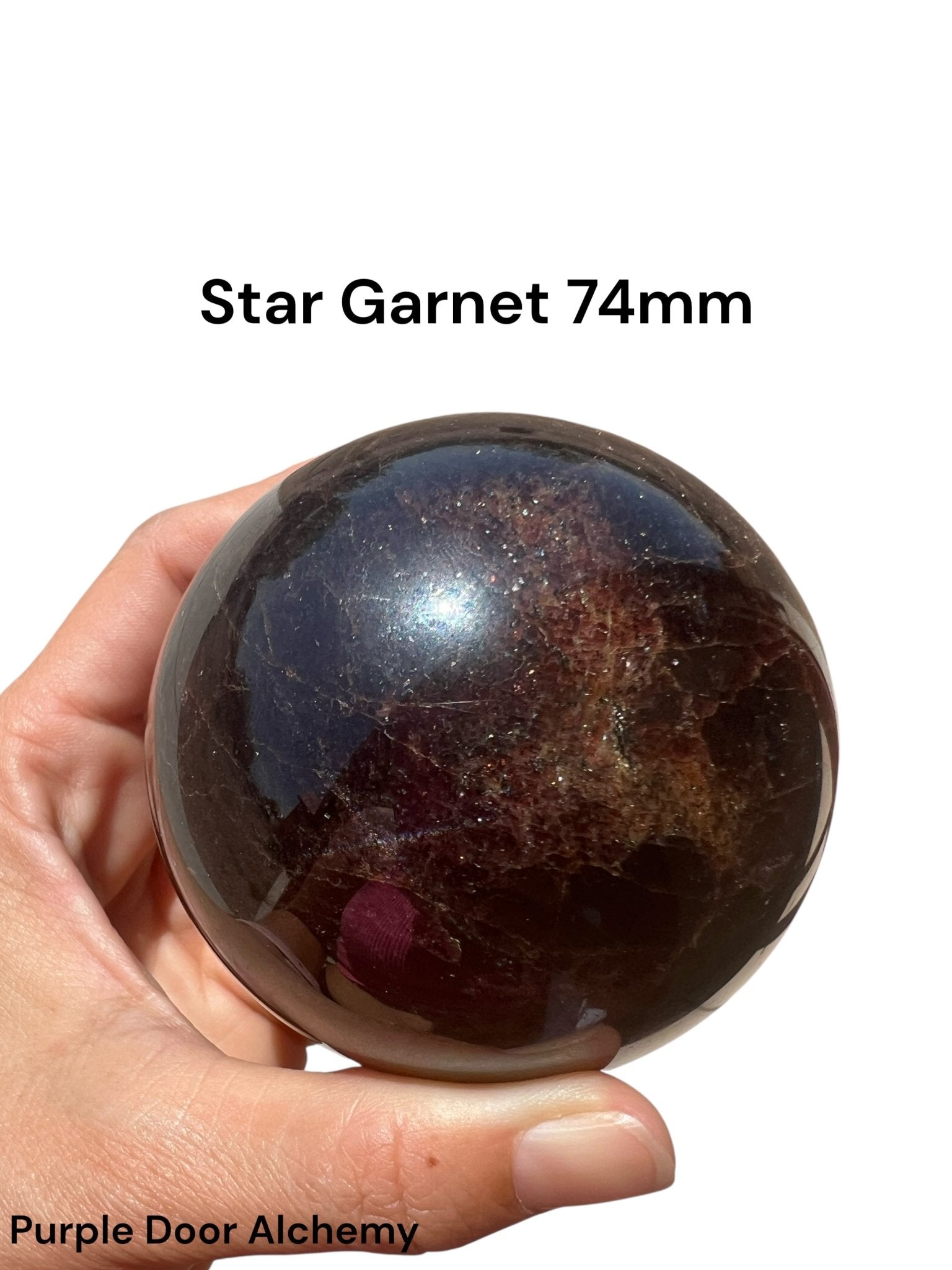 Star Garnet Sphere 74mm, 2.91 in - Purple Door Alchemy