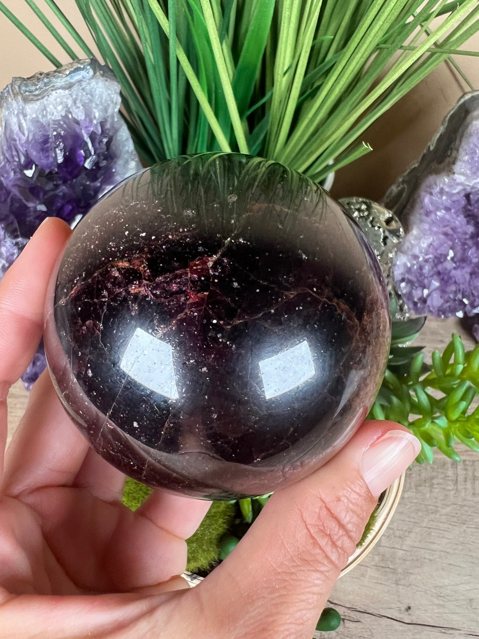 Star Garnet Sphere 74mm, 2.91 in - Purple Door Alchemy