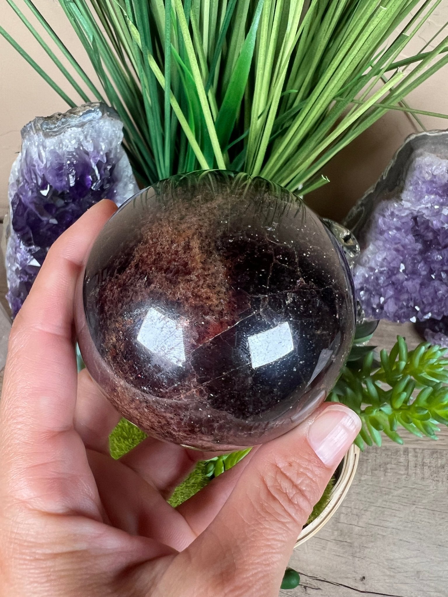 Star Garnet Sphere 74mm, 2.91 in - Purple Door Alchemy