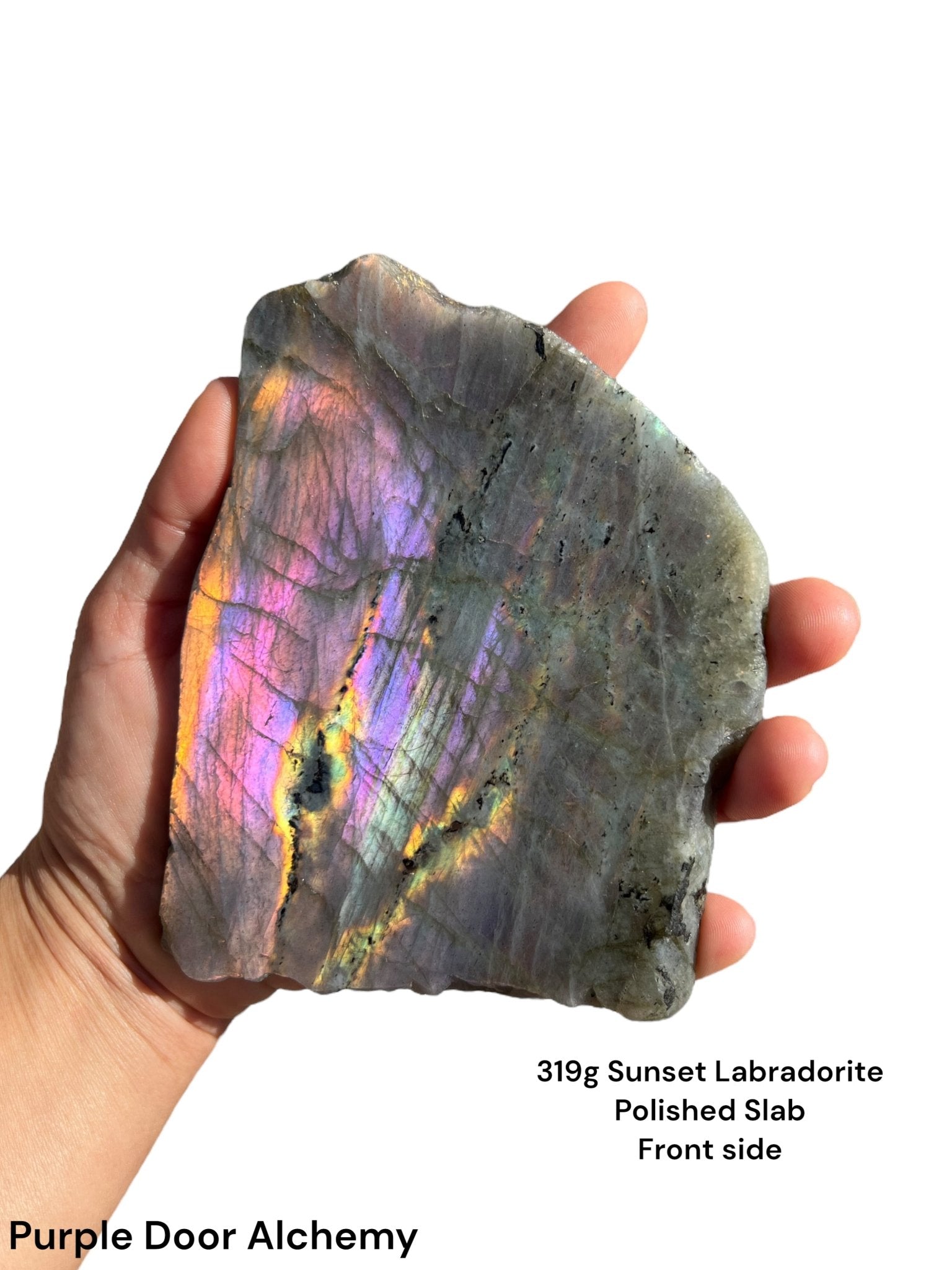 Sunset Labradorite Polished Slab 319g - Purple Door Alchemy