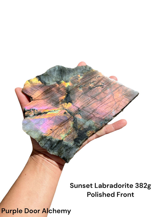 Sunset Labradorite Polished Slab 382g - Purple Door Alchemy