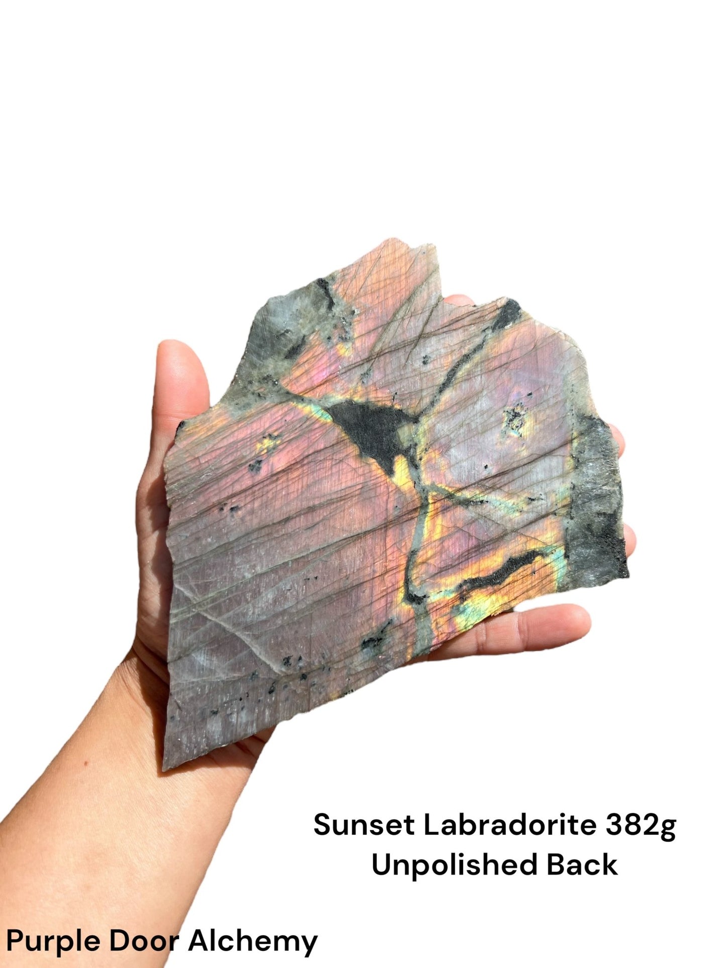 Sunset Labradorite Polished Slab 382g - Purple Door Alchemy