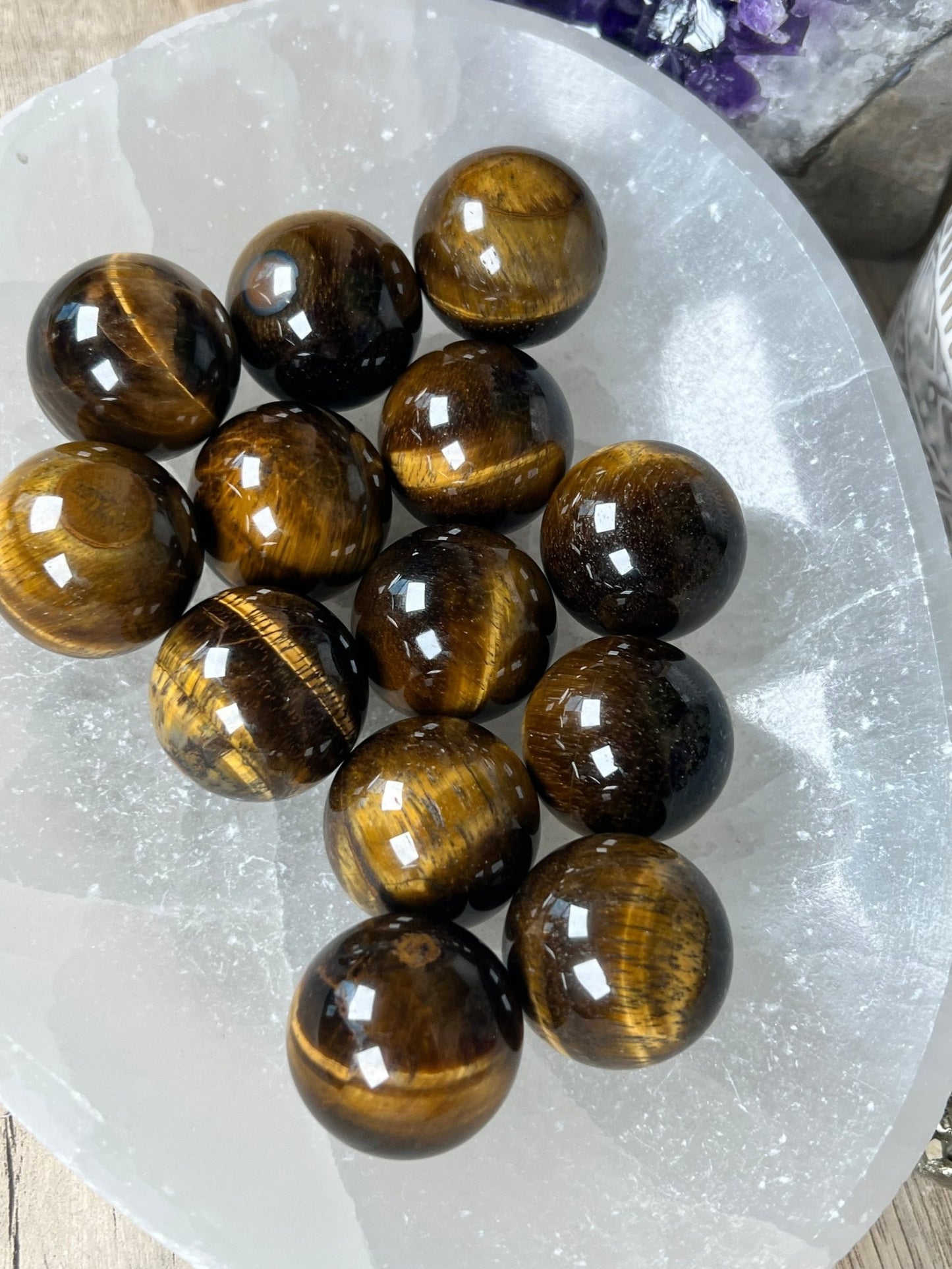 Tigers Eye Spheres 30mm - Purple Door Alchemy