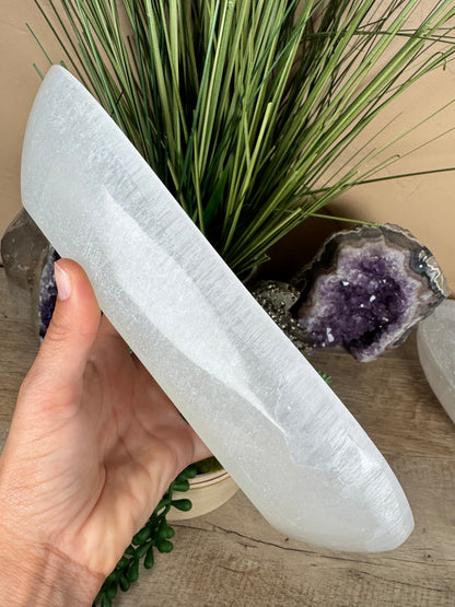Large Freeform Selenite Bowl 10.5in