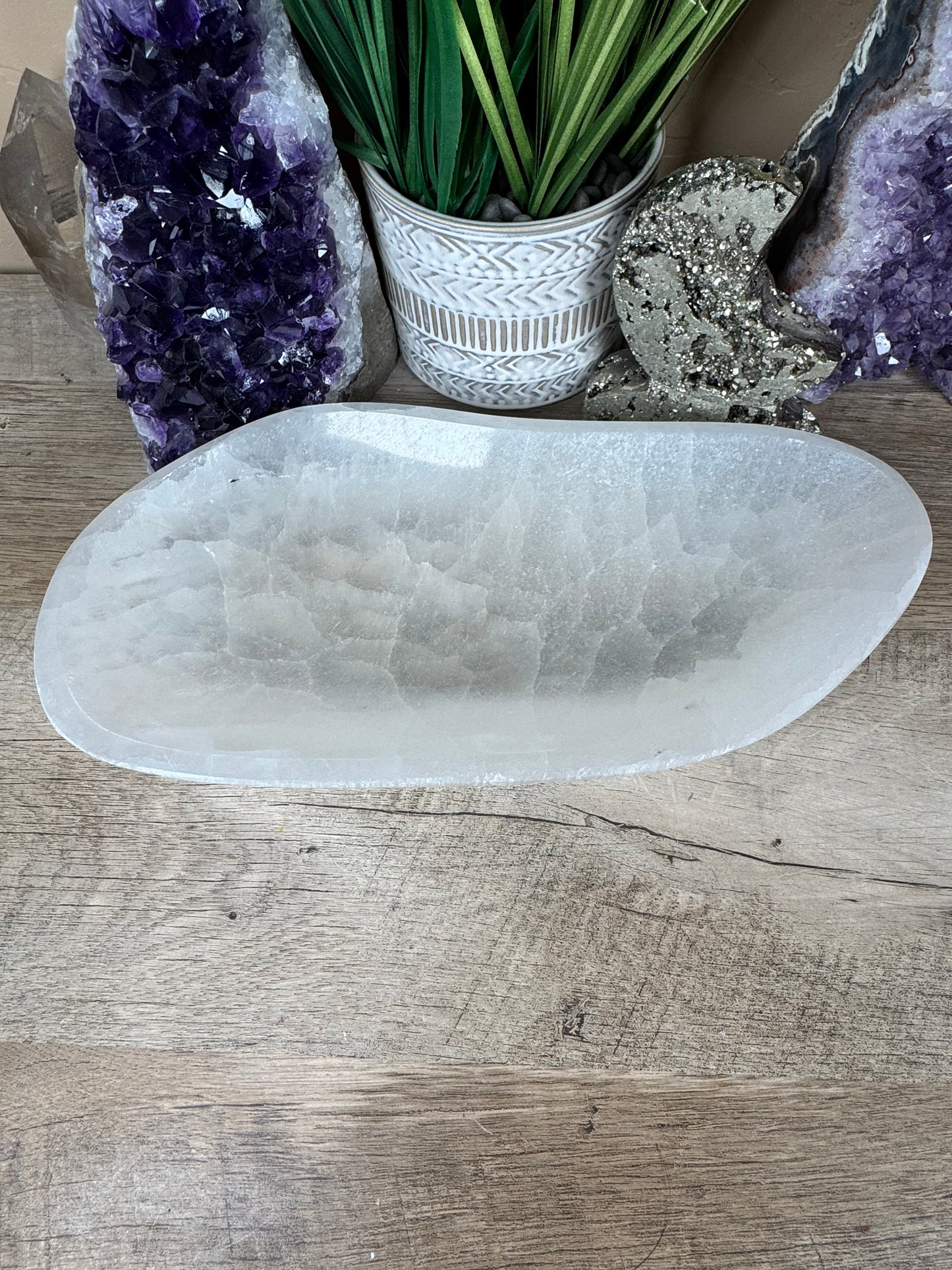 Large Freeform Selenite Bowl 10.5in