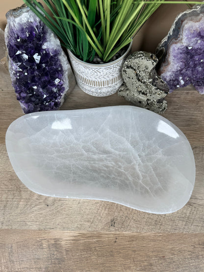 Large Freeform Selenite Bowl 11in