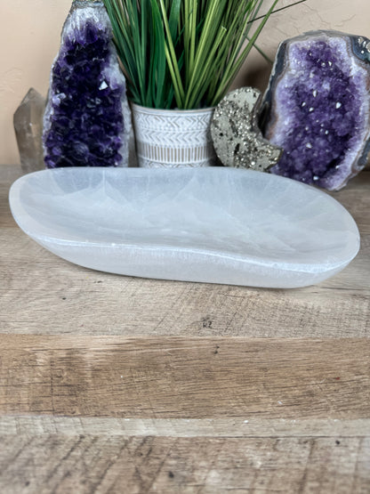 Large Freeform Selenite Bowl 11in