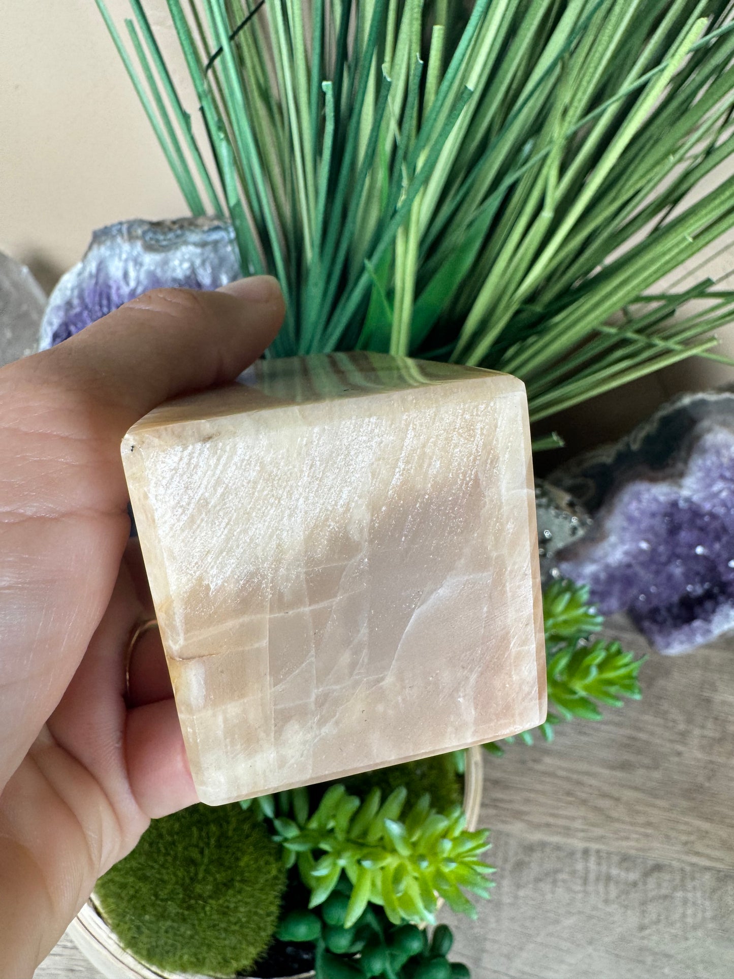 Peach Moonstone Obelisk 4.4in