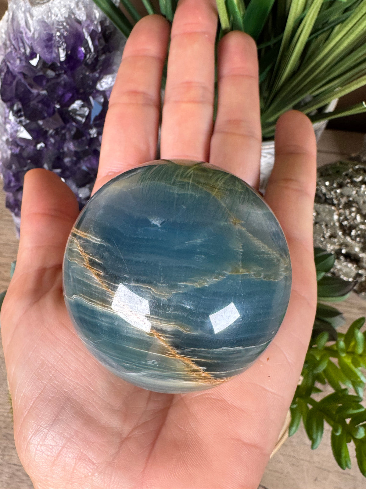 Blue Onyx Sphere 55mm/2.17in