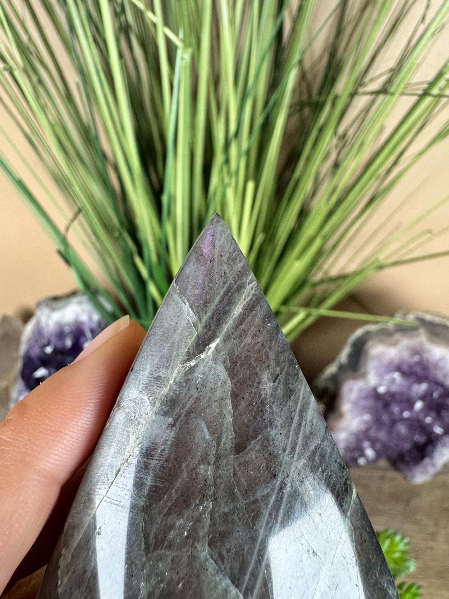 Polished Purple Labradorite Flame 4in