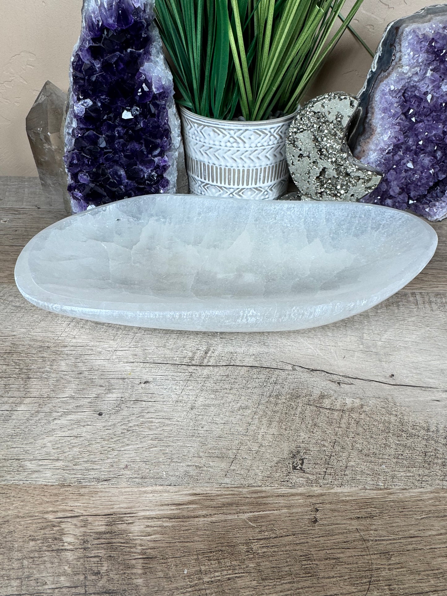 Large Freeform Selenite Bowl 10.5in
