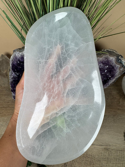 Large Freeform Selenite Bowl 11in