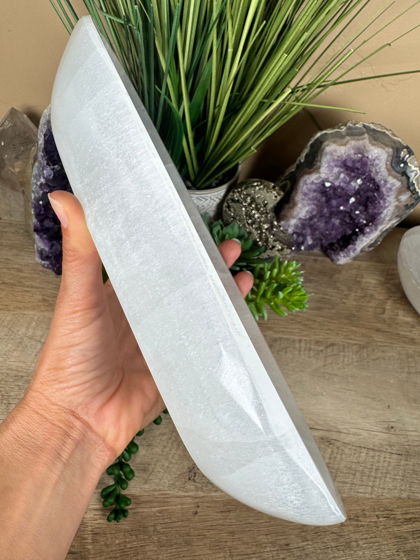 Large Freeform Selenite Bowl 11in