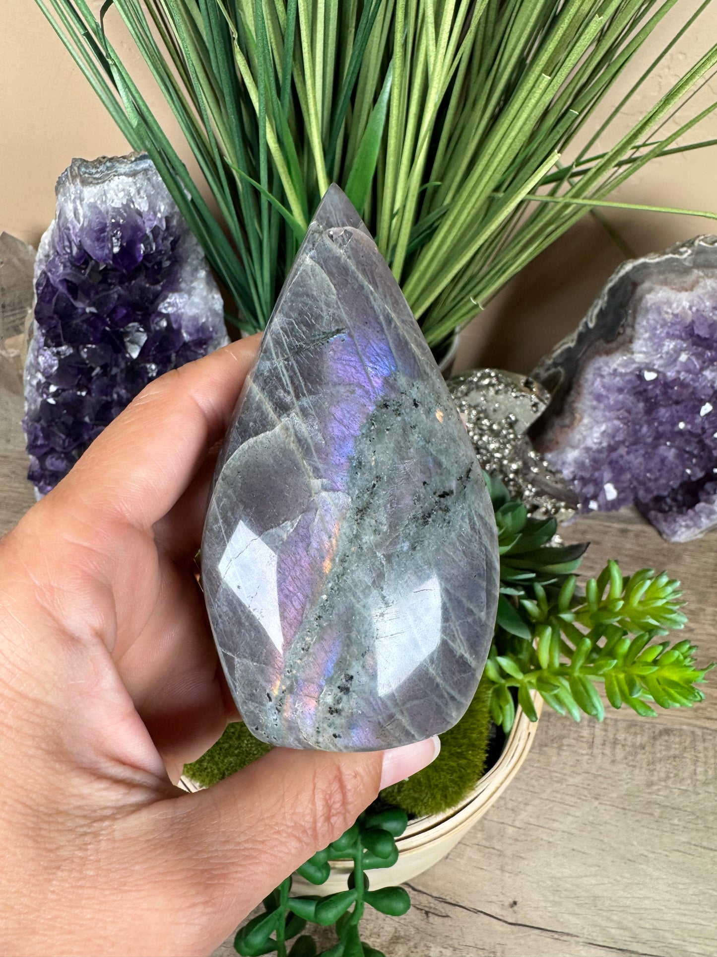 Polished Purple Labradorite Flame 4in