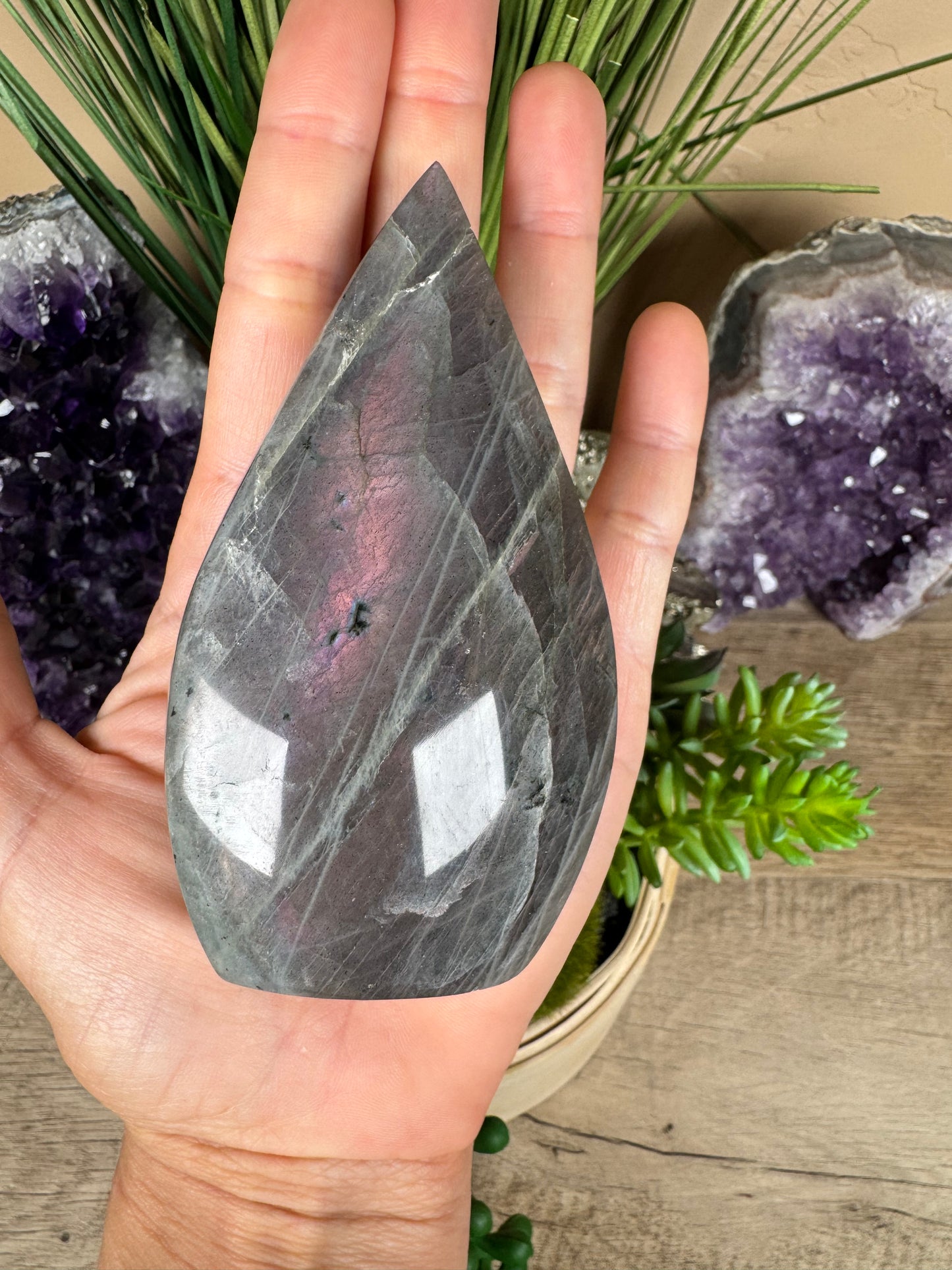 Polished Purple Labradorite Flame 4in