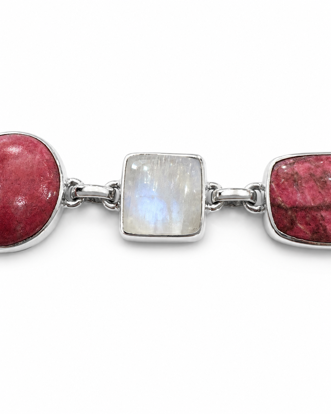 Thulite and Rainbow Moonstone Bracelet