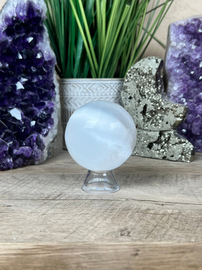 55 - 60mm Selenite Sphere - Purple Door Alchemy
