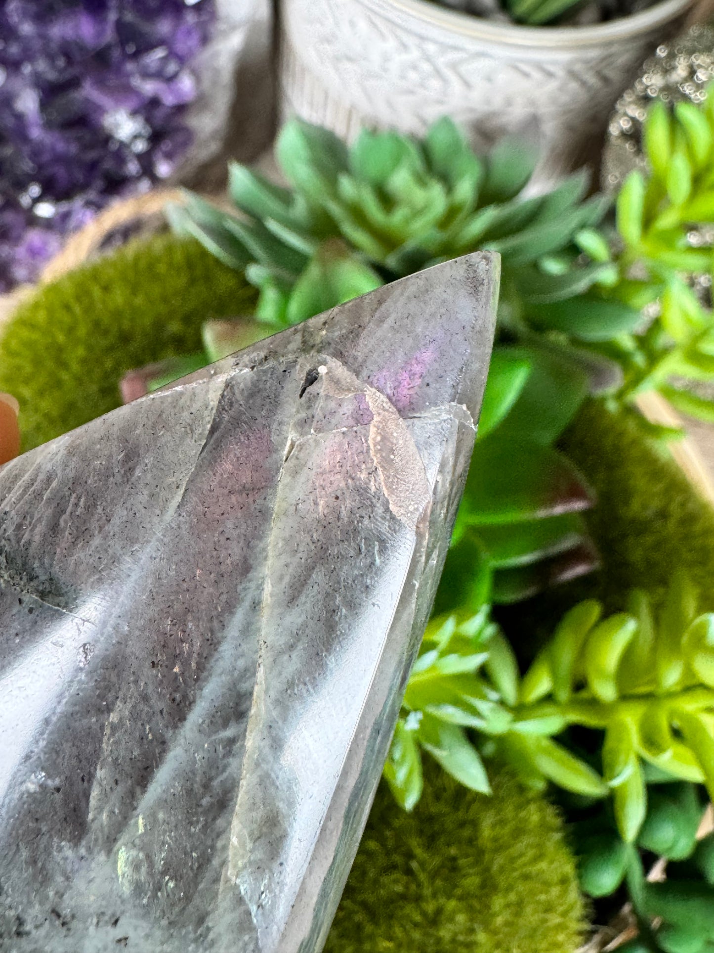 Polished Purple Labradorite Flame 4in