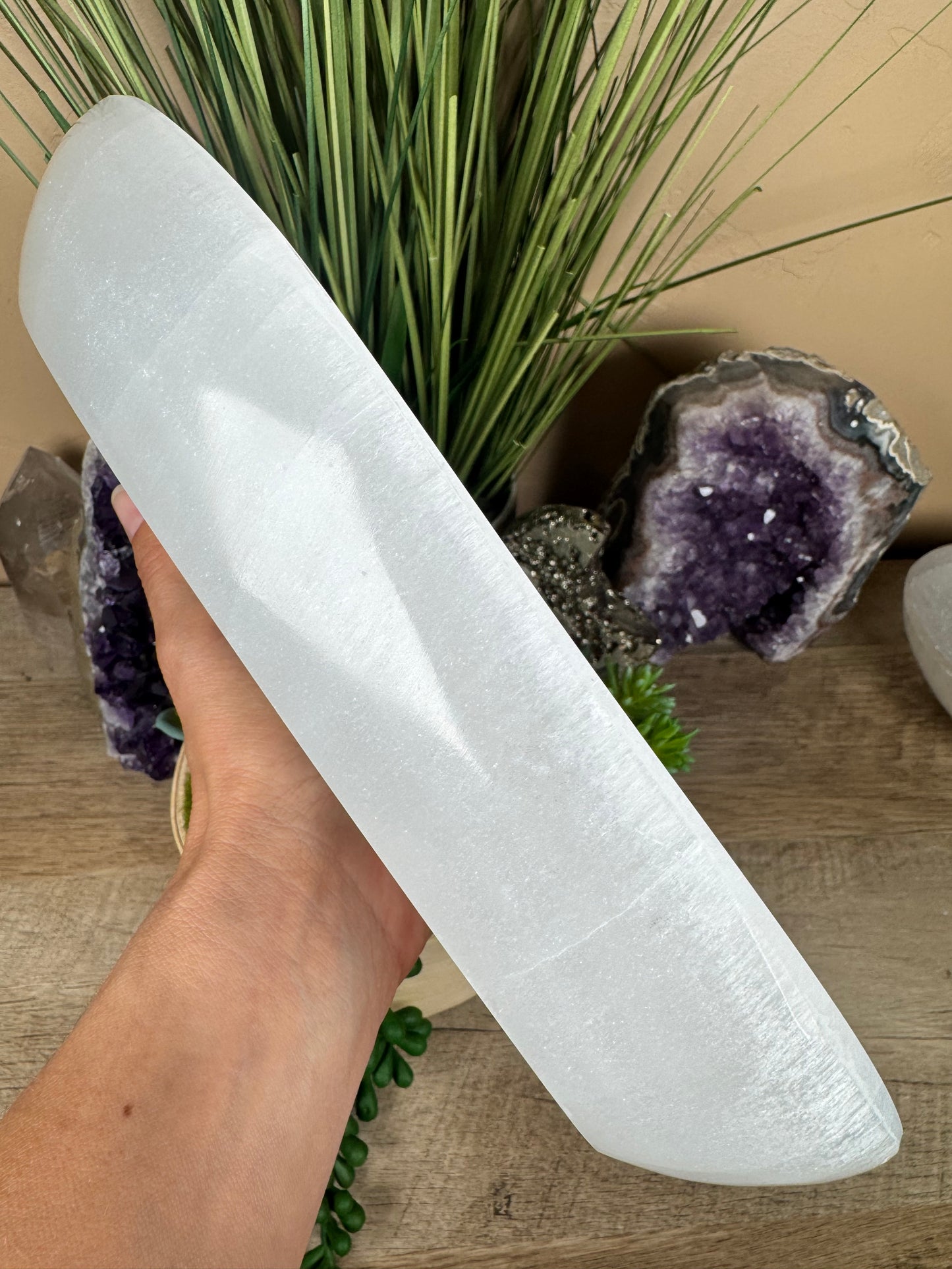 Large Freeform Selenite Bowl 11in