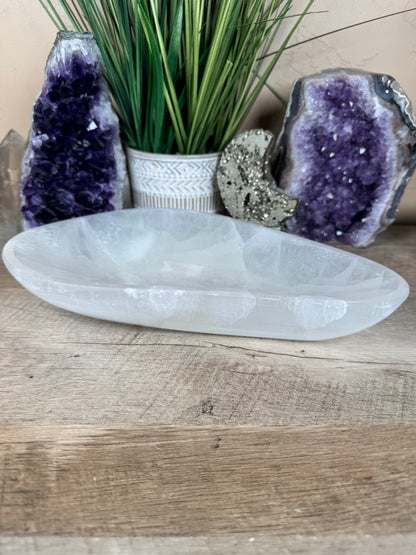 Large Freeform Selenite Bowl 10.5in
