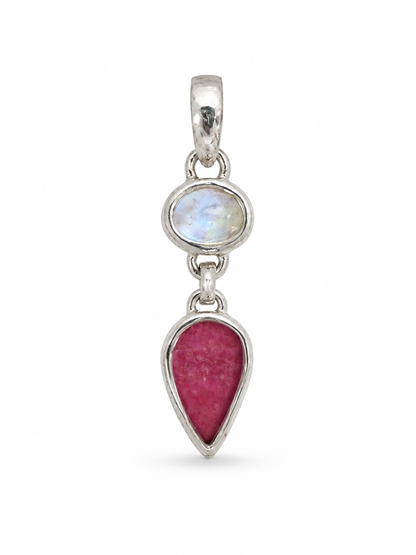 Rainbow Moonstone and Thulite Pendant