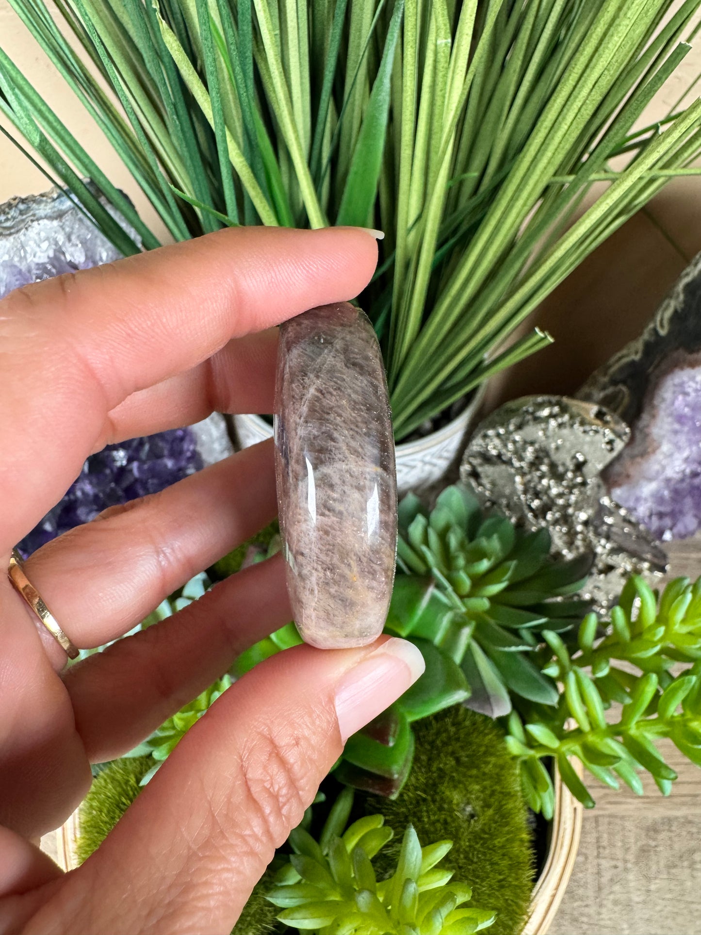 Black Moonstone Palm Stone