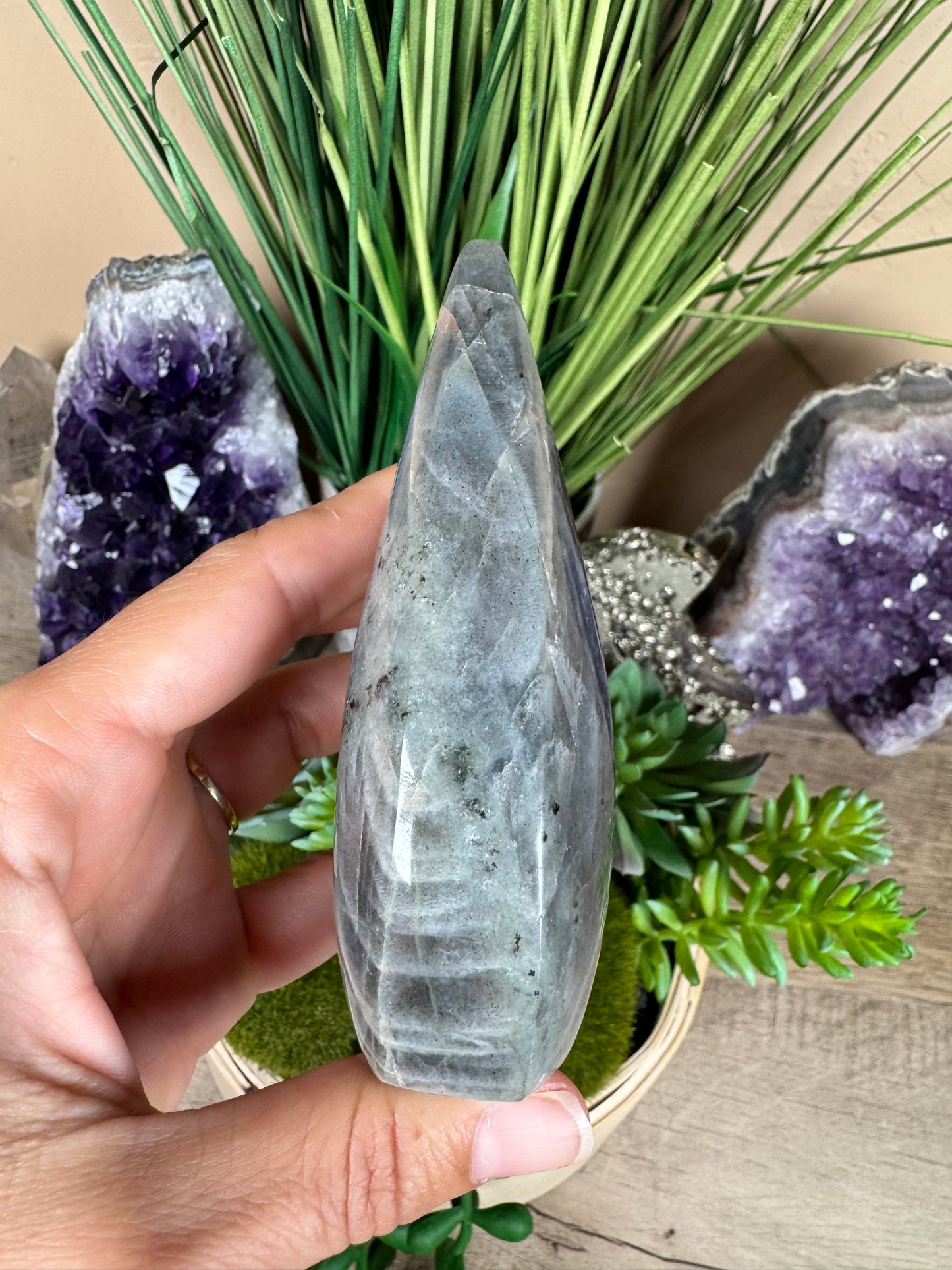 Polished Purple Labradorite Flame 4in
