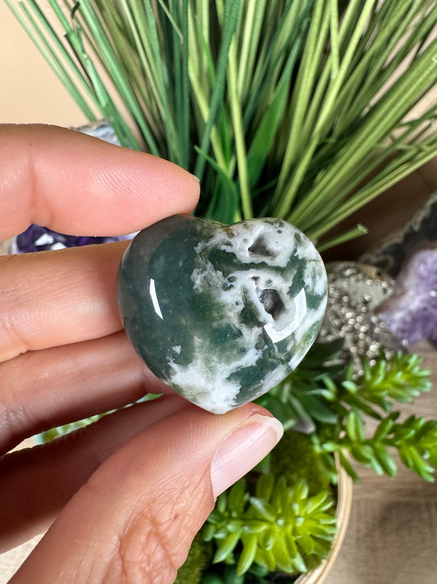 Moss Agate Heart