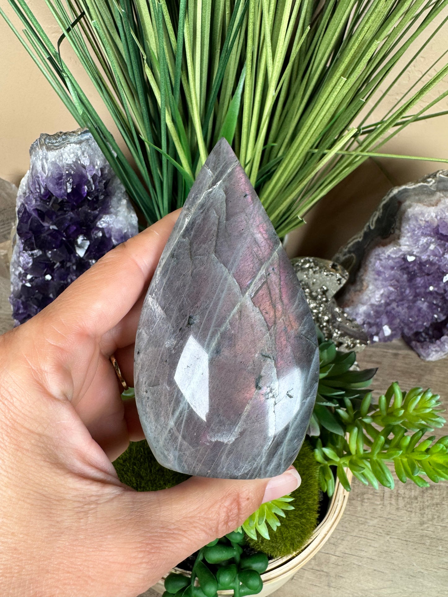 Polished Purple Labradorite Flame 4in