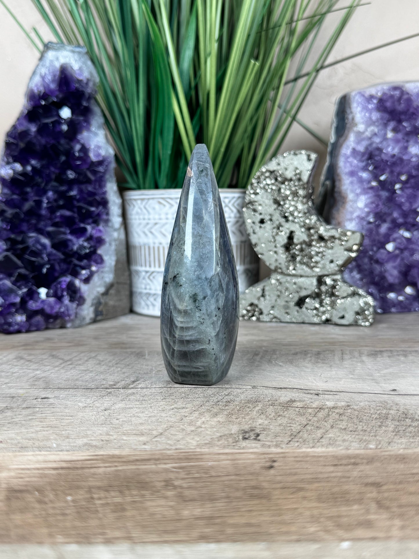 Polished Purple Labradorite Flame 4in