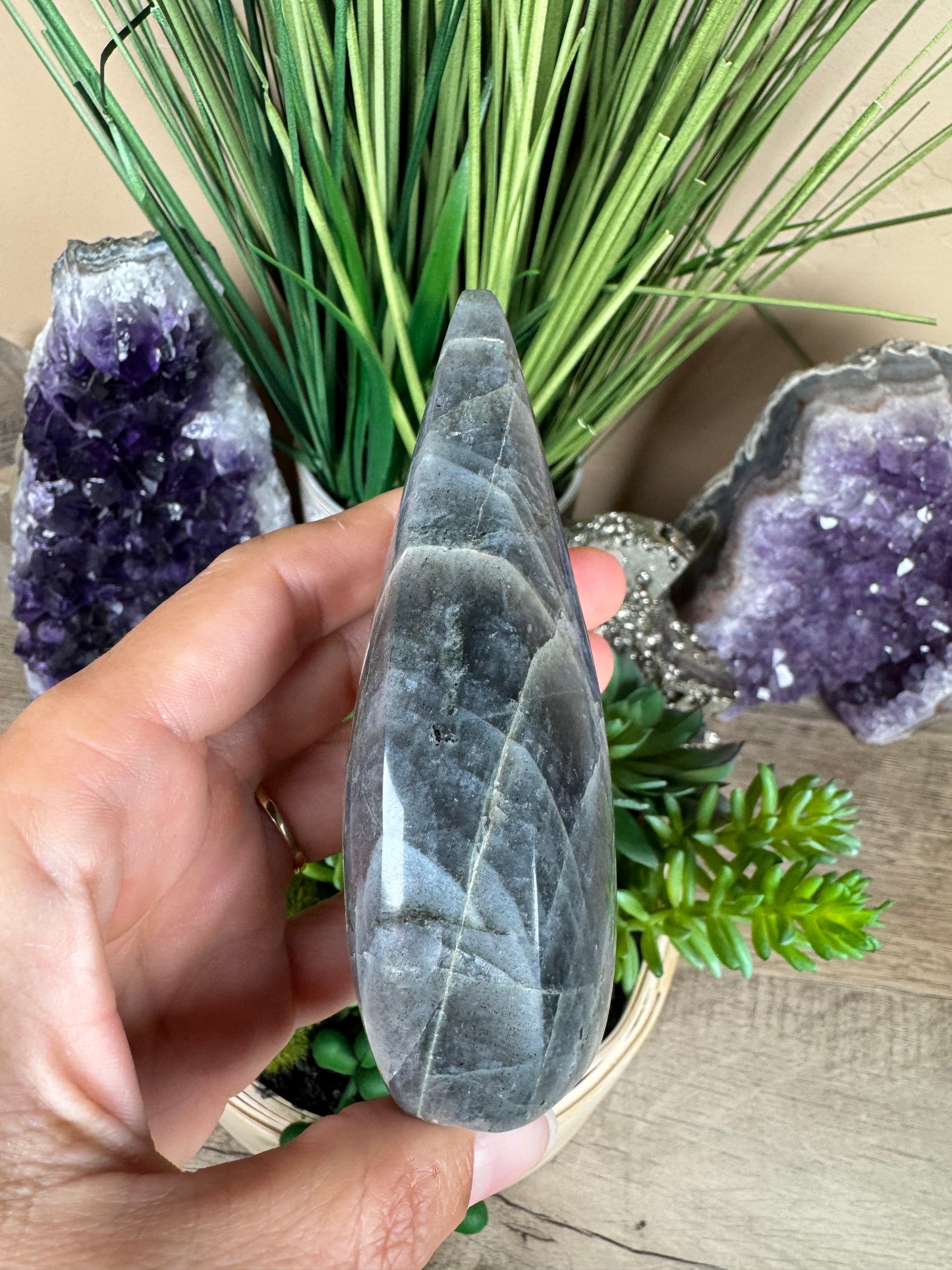 Polished Purple Labradorite Flame 4in
