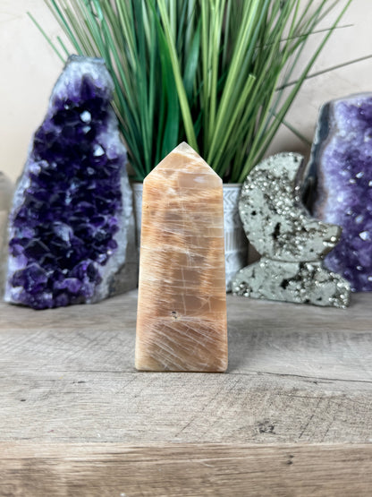 Peach Moonstone Obelisk 4.4in