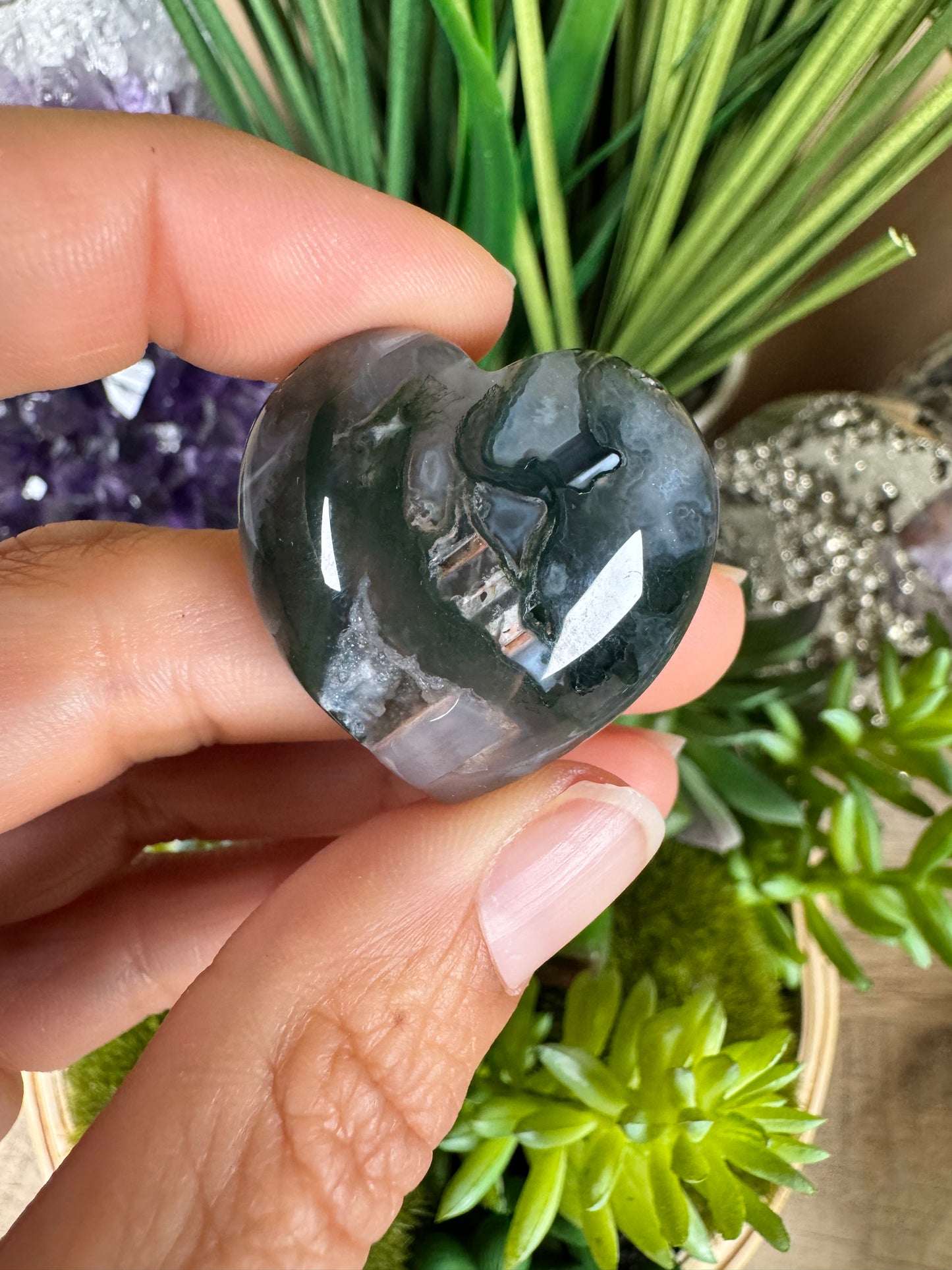 Moss Agate Heart