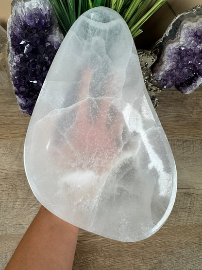 Large Freeform Selenite Bowl 10.5in
