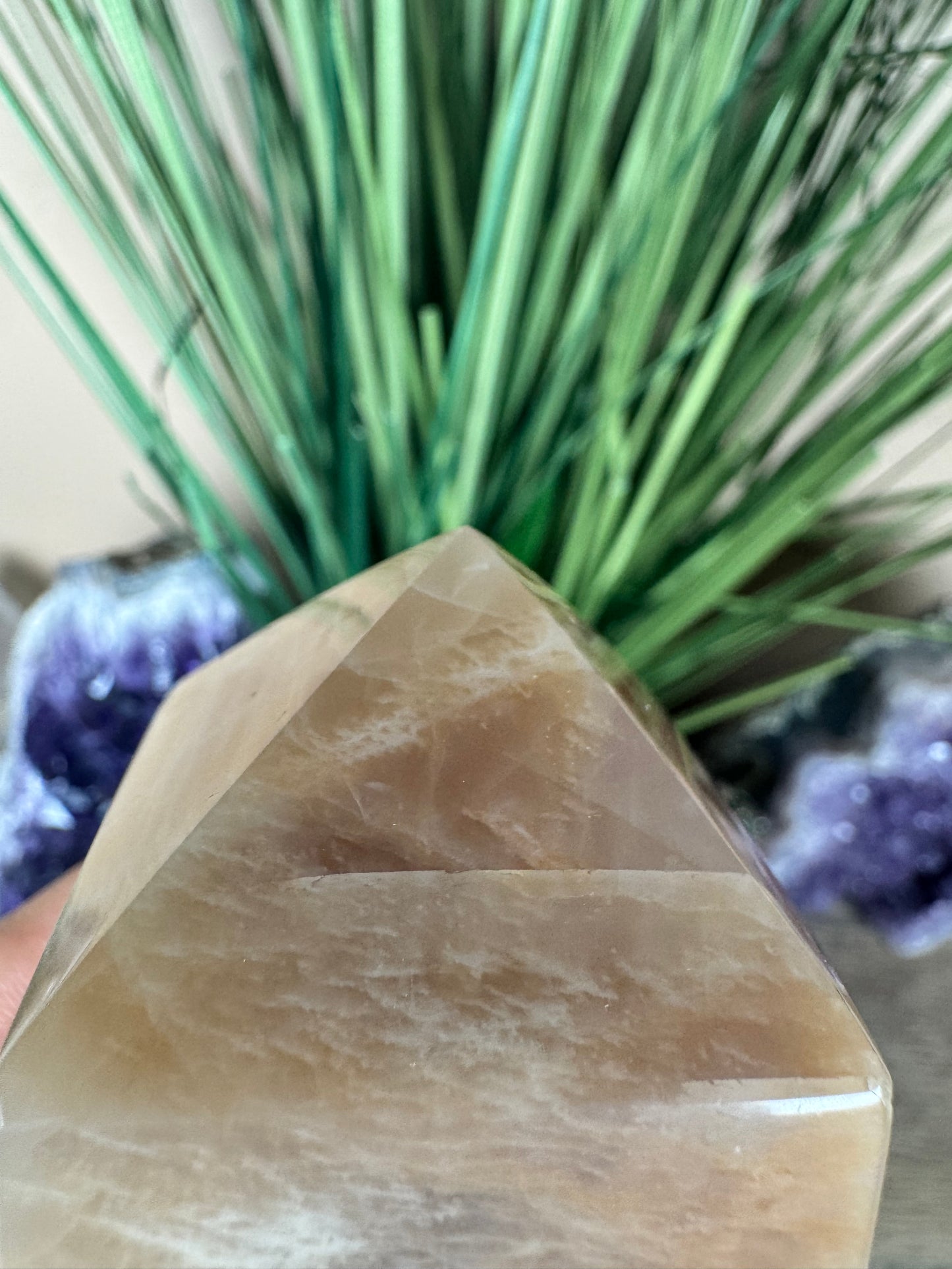 Peach Moonstone Obelisk 4.4in