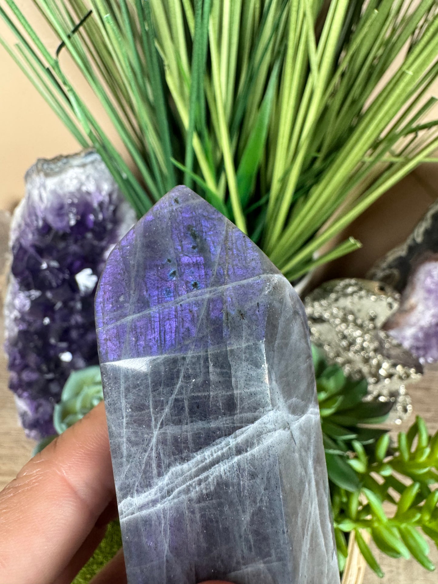 Purple Labradorite Point 4.33in