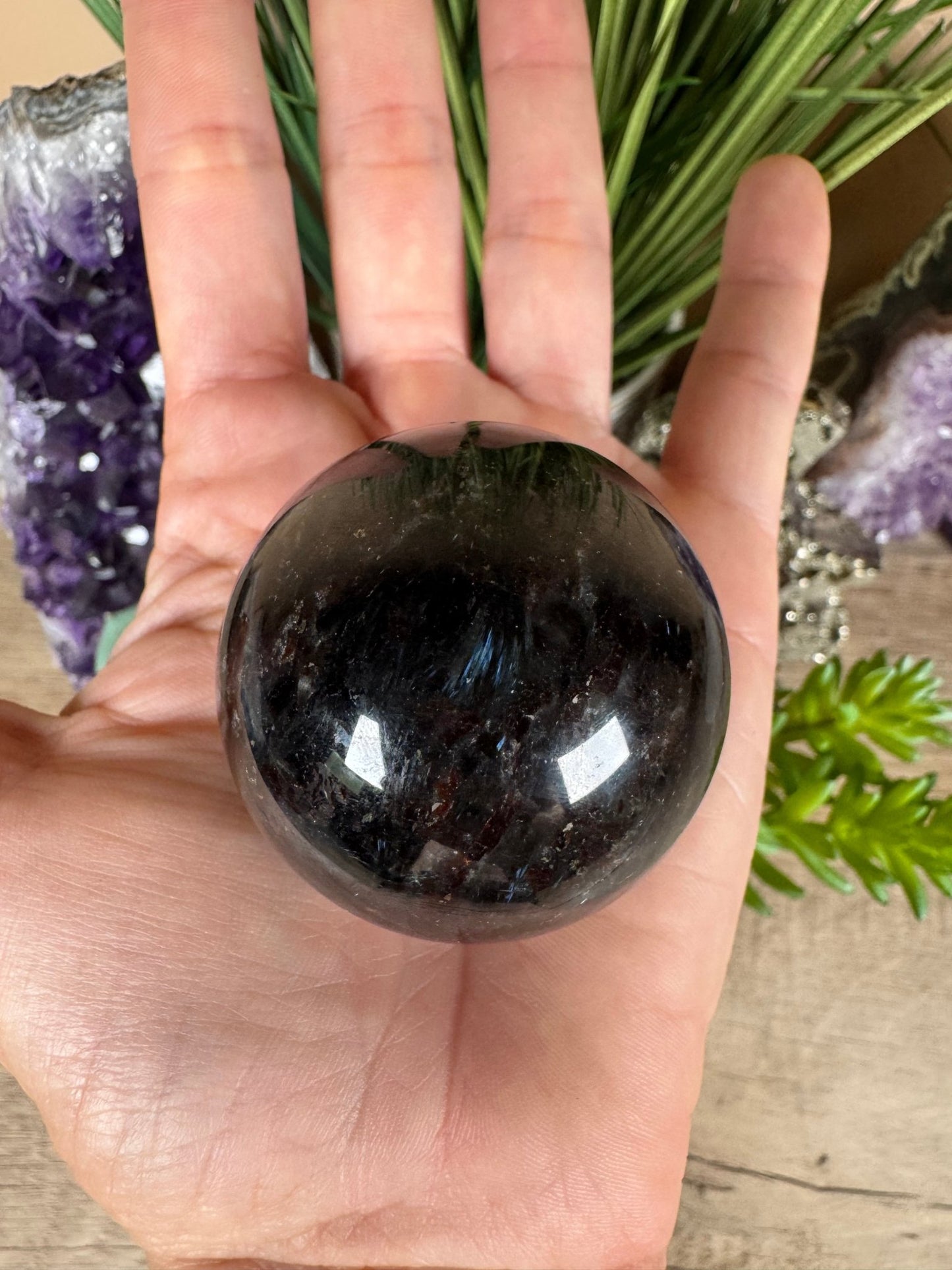 Arfvedsonite Sphere 47mm - Purple Door Alchemy