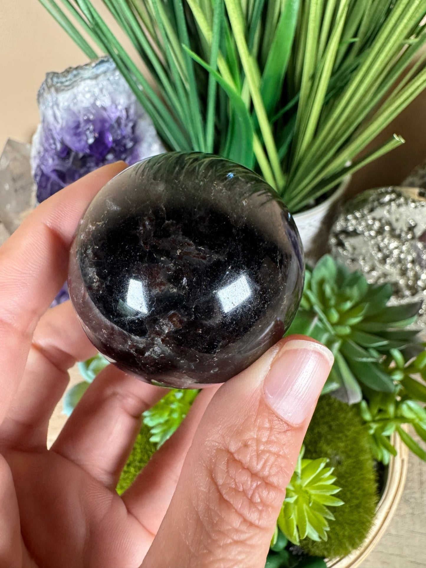 Arfvedsonite Sphere 47mm - Purple Door Alchemy