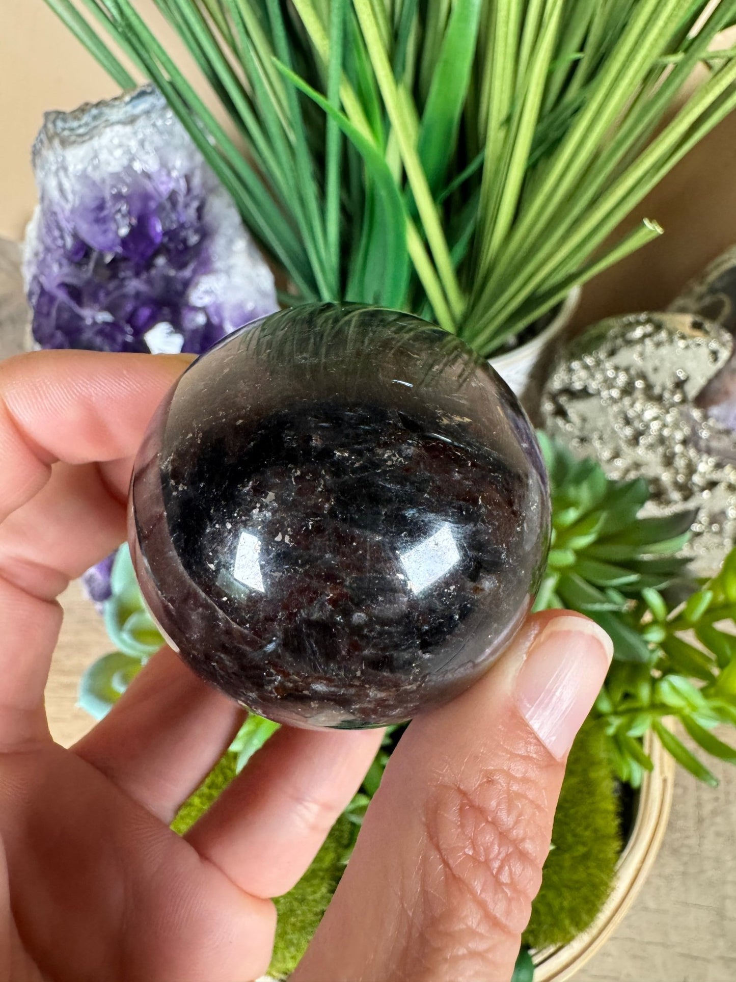 Arfvedsonite Sphere 47mm - Purple Door Alchemy